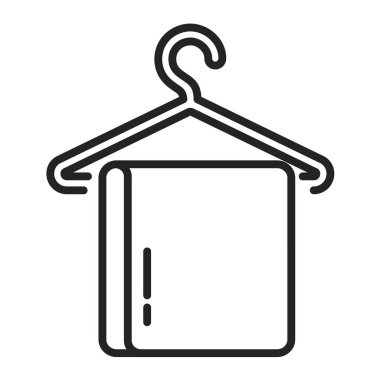 Askıda asılı duran siyah simge. Temizlik servisi. Web sayfası, mobil uygulama, tanıtım için resim çizelgesi.