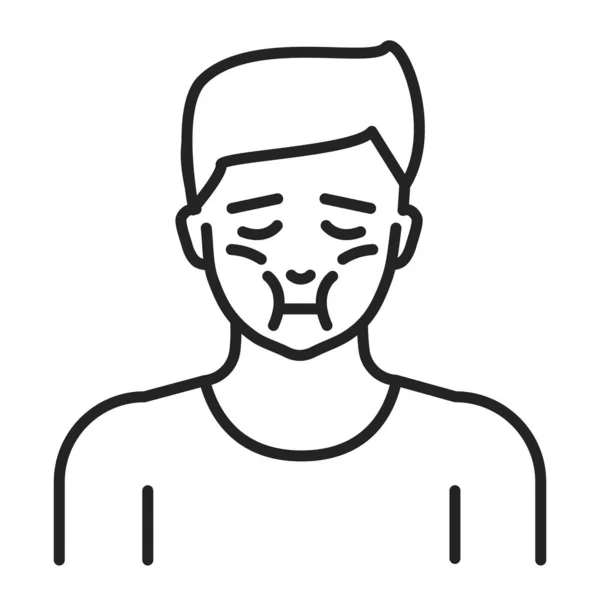 Icono negro de línea de hinchazón facial. Síntoma de alergia. Pictograma para página web, aplicación móvil, promo. UI UX elemento de diseño de interfaz gráfica. Carrera editable . — Vector de stock