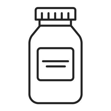 İlaç şişesi siyah çizgi ikonu. Eczacılık ürünleri. Web sayfası için piktogram, mobil uygulama, promosyon. Düzenlenebilir vuruş.