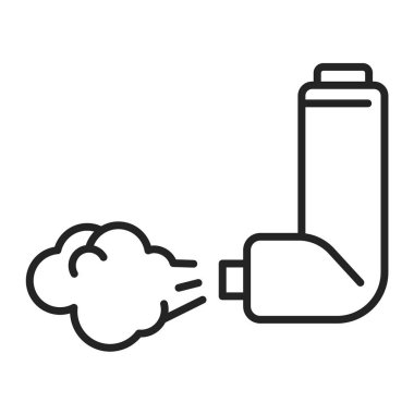 Gırtlak spreyi siyah ikonu. Eczacılık ilacı. Astım spreyi. Web sayfası, mobil uygulama, tanıtım için resim grafiği. 