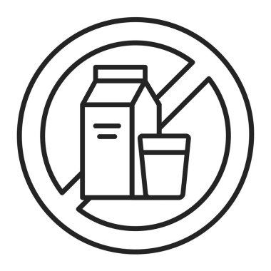 Laktoz serbest çizgi simgesi. Alerjik madde. Yiyecek dayanıksızlığı. Web sayfası için piktogram, mobil uygulama, promosyon. Düzenlenebilir vuruş.