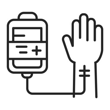 Kemoterapi siyah çizgi ikonu. Tıbbi tedavi. Yoğun terapi. İzole vektör elementi. Web sayfası, mobil uygulama, tanıtım için resim çizelgesi.