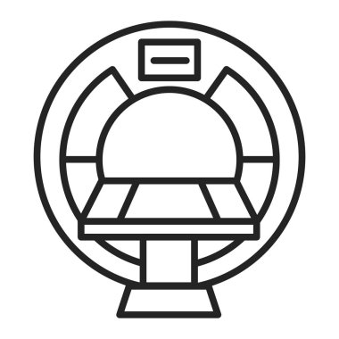 MRI cihazı tarama hattı siyah simgesi. İzole vektör elementi. Web sayfası, mobil uygulama, tanıtım için resim çizelgesi.