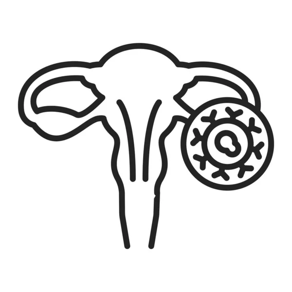 Cancer du col de l'utérus ligne icône noire. Tumeur maligne. Maladie du système reproducteur féminin. Oncologie. Pictogramme pour page web, application mobile, promo. UI UX GUI élément de conception . — Image vectorielle