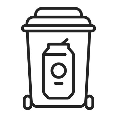 Metal geri dönüşümlü siyah çizgi simgesi. Atık geri dönüşümü. Çöp ayıklama. Çevresel koruma. Web sayfası, mobil uygulama, tanıtım için resim çizelgesi.