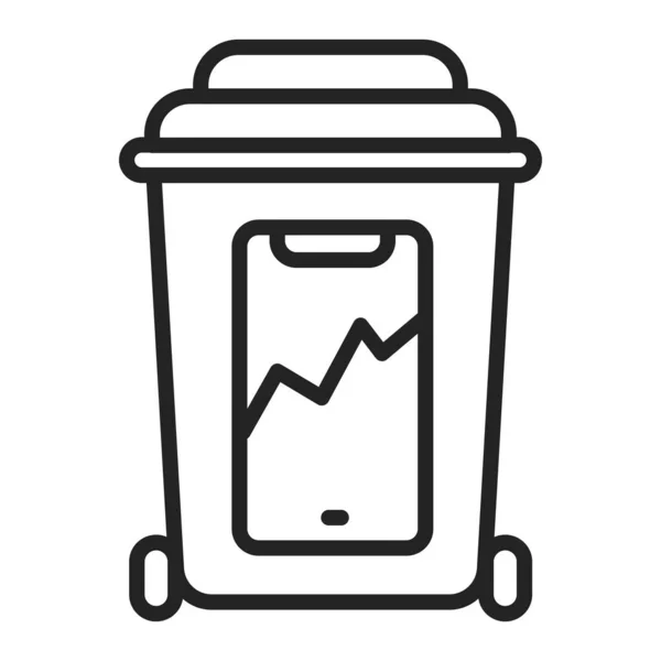 E-basura reciclable icono de línea negra. Reciclaje de residuos. Clasificación de basura. Protección del medio ambiente. Esquema pictograma para la página web, aplicación móvil, promo . — Archivo Imágenes Vectoriales