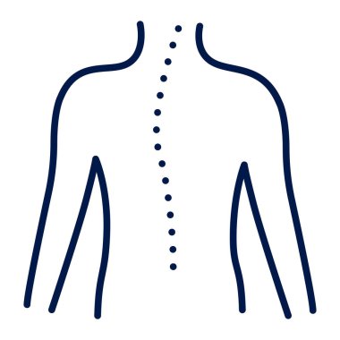 Skolyoz çizgi renk ikonu. Omurilik hasarı. İzole vektör ögesi. 