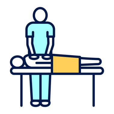 Masaj prosedürü renk simgesi. Fizyoterapi. İzole vektör ögesi.