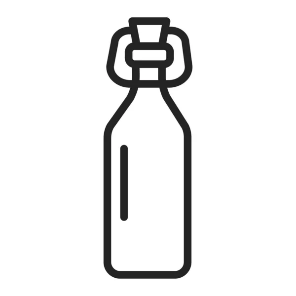 Bouteille en verre réutilisable ligne icône noire. Style de vie zéro gaspillage. Pictogramme de contour pour page web, application mobile, promo . — Image vectorielle