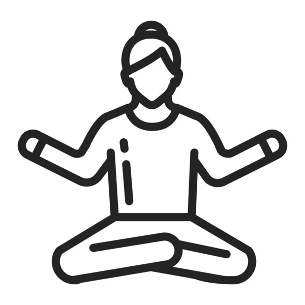 Yoga pose black line icon. Asana. Faceless girl sitting meditation pose. Home leisure. Isolated vector element. — Stock Vector