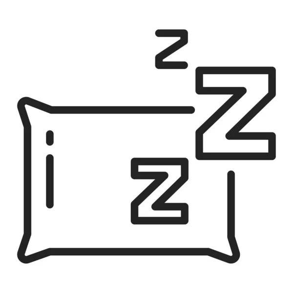 Dormir icono de línea negra. Almohada con letras Z. Ocio casero. Elemento vectorial aislado . — Vector de stock