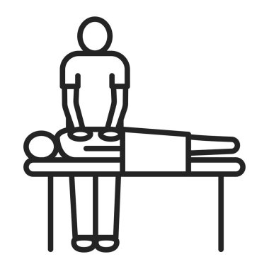 Masaj prosedürü siyah simgesi. Fizyoterapi. İzole vektör ögesi.