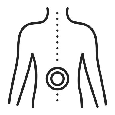 Eklem iltihabı, bel altı siyah çizgi ikonu. Sağlık hizmetleri. İzole vektör ögesi. 