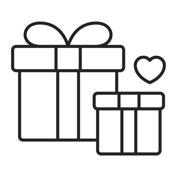 Beautiful present box with overwhelming bow black icon. Isolated vector element. Outline pictogram for web page, mobile app, promo. — Stock Vector