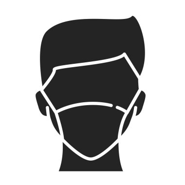 Tıbbi solunum solunumu simgesinde yüzü olmayan bir adam. Sağlık hizmetleri. Grip, virüs, salgın önleme. Web sayfası, mobil uygulama, tanıtım için resim grafiği. 