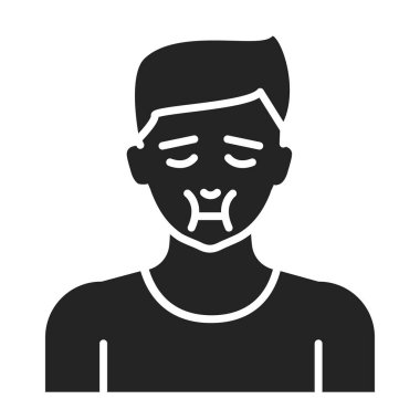 Yüz şişiren kabartma simgesi. Alerji belirtileri. Web sayfası için piktogram, mobil uygulama, tanıtım. UI UX Arayüz tasarım ögesi.