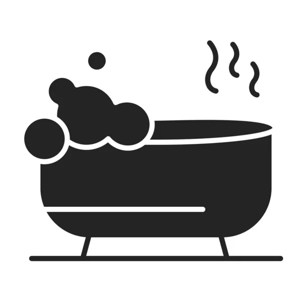 Bubble mandi ikon glif hitam. Kamar mandi santai. Pictogram untuk halaman web, aplikasi seluler, promo. Elemen desain UX GUI UI. - Stok Vektor