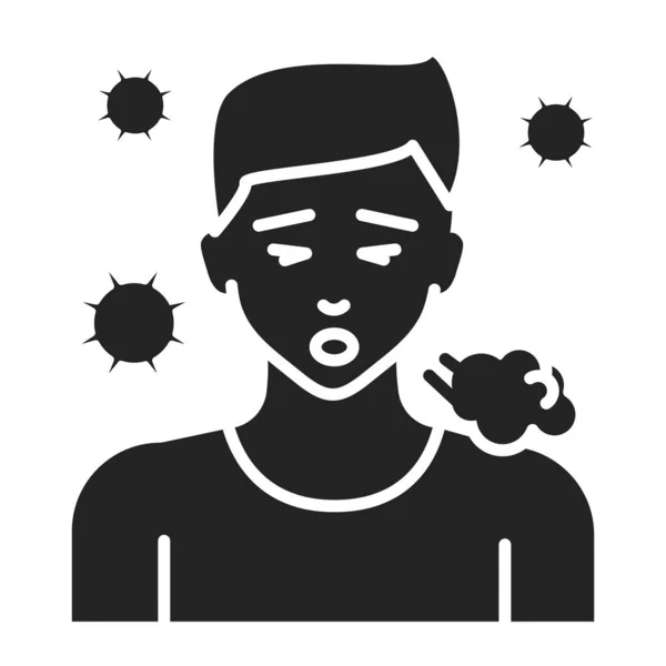 Maladies infectieuses, rhumes, grippe, toux glyphe icône noire. Symptôme allergique. Pictogramme pour page web, application mobile, promo. UI UX GUI élément de conception . — Image vectorielle