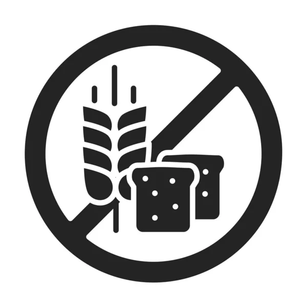 Gluten glyph zwart pictogram. Allergeen ingrediënt. Voedselintolerantie. Pictogram voor webpagina, mobiele app, promo — Stockvector