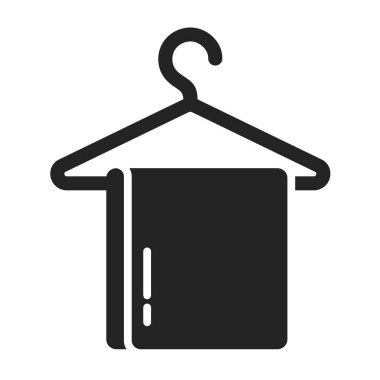 Askıda asılı glifin siyah simgesi. Temizlik servisi. Web sayfası, mobil uygulama, tanıtım için resim grafiği.