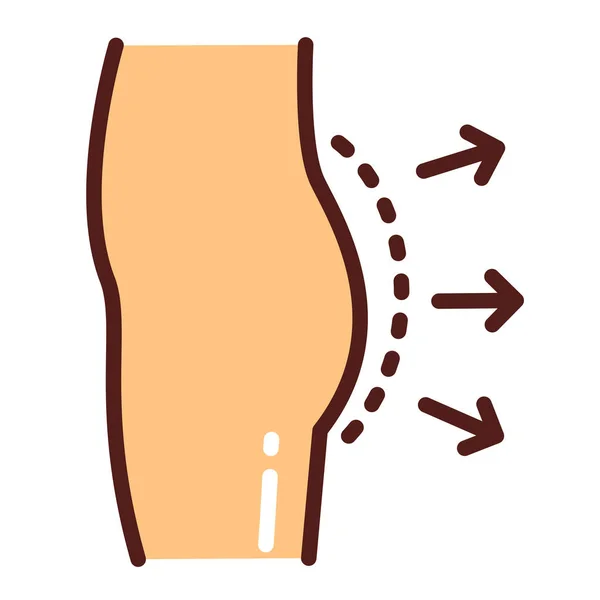 Aumento de nádegas ícone de linha preta. Cirurgia corporal plástica. Elemento vetorial isolado. Esboço pictograma para página web, aplicativo móvel, promo . — Vetor de Stock