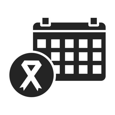 Dünya Yardım Günü siyahı, sembol. Takvim ve kırmızı kurdele. İzole vektör elementi. Web sayfası, mobil uygulama, tanıtım için resim grafiği.