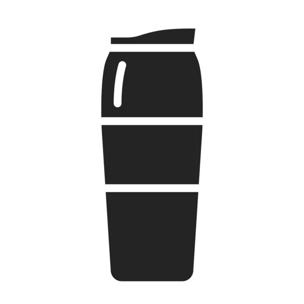 Återanvändbart glas kaffe eller te kopp glyf svart ikon. Termos för att ta bort. Noll slöseri livsstil. Piktogram för webbsida, mobilapp, promo. — Stock vektor