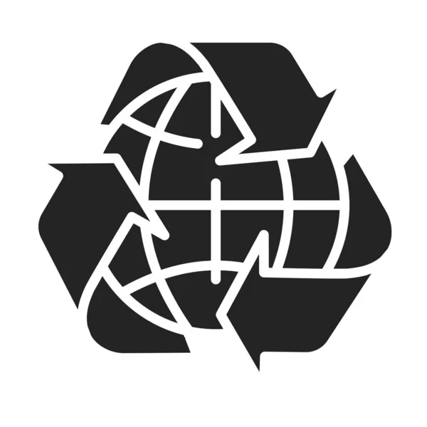 Recycle und Planet Black Glyph Line Symbol. Umweltfreundlich. Umweltschutz. UI UX GUI Designelement. — Stockvektor