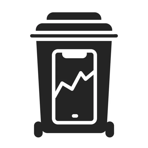 Ícone de glifo preto reciclável de lixo eletrônico. Reciclagem de resíduos. Classificação de lixo. Protecção do ambiente. Pictograma para página web, aplicativo móvel, promo . — Vetor de Stock
