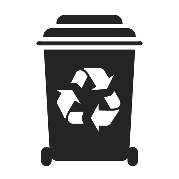 쓰레기 재활용 블랙 글 리프 아이콘. 낭비하지 않는 생활 방식. 환경 보호. 웹 페이지에 싸인 하 세요. 앱. UI UX GUI 설계 요소. — 스톡 벡터