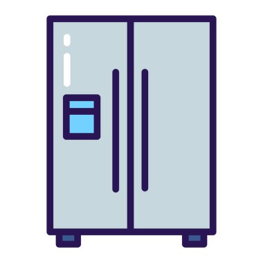İki odalı buzdolabı renk çizgisi simgesi. Mutfak aletleri. Ev aletleri. Web sayfası, mobil uygulama, pankart için imzala. 