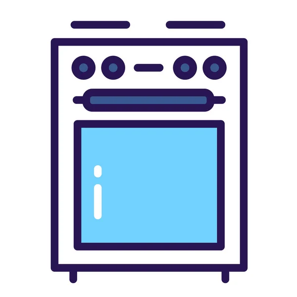 Ikon warna kompor dapur. Peralatan rumah tangga. Tanda tangan untuk halaman web, aplikasi seluler, banner. - Stok Vektor