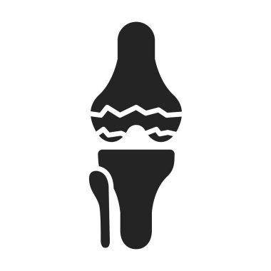 Kemik iltihabı siyah kabartma simgesi. Diz kemiği yaralanması. İzole vektör ögesi. 