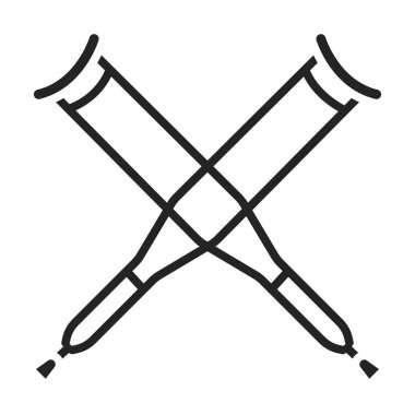 Koltuk değneği simgesi siyah simge. Engelliler için tıbbi araç ve yaralanma sonrası yardım.