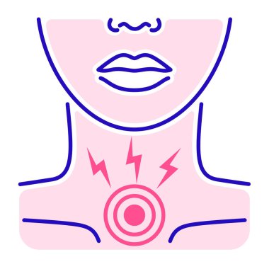 Akut boğaz ağrısı renk çizgisi ikonu. İltihaplı gırtlak. Sağlık problemi. Web sayfası, mobil uygulama, pankart için imzala.