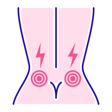 Akut sırt ağrısı renk çizgisi simgesi. Burkulma, yaralanma, eklem iltihabı. İzole vektör elementi. Web sayfası, mobil uygulama, tanıtım için resim çizelgesi.