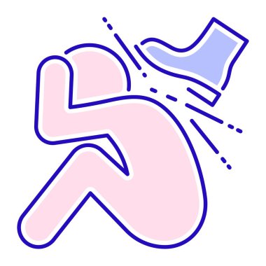 Fiziksel zorbalık renk çizgisi ikonu. Taciz, dayak ve şiddet. İzole vektör elementi. Web sayfası, mobil uygulama, tanıtım için resim çizelgesi.