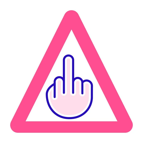 Hand gesture fuck color line icon. Insult, hate, anger concept. Isolated vector element. Outline pictogram for web page, mobile app, promo. — Stockvector