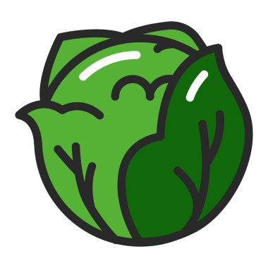 Lahana rengi çizgisi simgesi. Sağlıklı, organik yiyecekler. Doğal sebze. İzole vektör elementi. Web sayfası, mobil uygulama, tanıtım için resim çizelgesi.