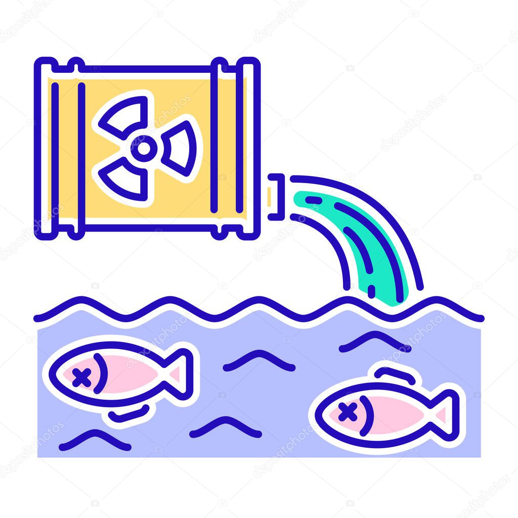 Water pollution color line icon. Eco problems. Isolated vector element. Outline pictogram for web page, mobile app, promo