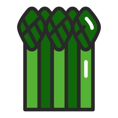 Kuşkonmaz renkli çizgi ikonu. Sağlıklı, organik yiyecekler. Düzgün beslenme. Doğal sebze. İzole vektör elementi. Web sayfası, mobil uygulama, tanıtım için resim çizelgesi.