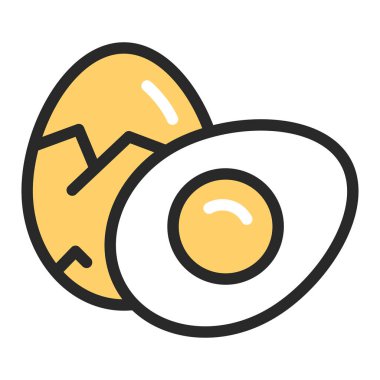 İki haşlanmış yumurta rengi ikonu. Sağlıklı, organik yiyecekler. İzole vektör elementi. Web sayfası, mobil uygulama, tanıtım için resim çizelgesi.