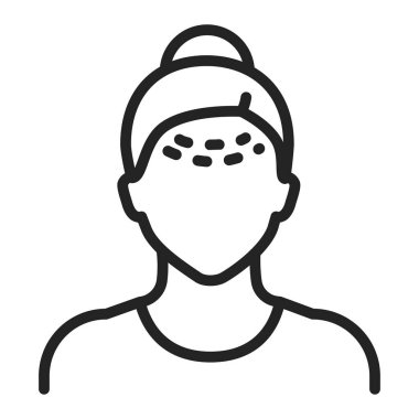 Alnında siyah çizgi simgesi var. Kozmetik yüz ameliyatı. Yüz tazeleme. İzole vektör elementi. Web sayfası, mobil uygulama, tanıtım için resim çizelgesi.