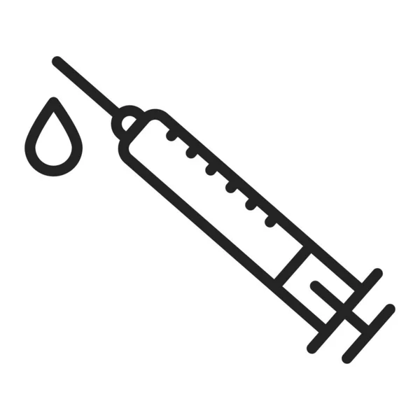 Enjeksiyon aşısı için şırınga siyah çizgi ikonu. Estetik enjeksiyonlar için doldurucu. İzole vektör elementi. Web sayfası, mobil uygulama, tanıtım için resim çizelgesi. — Stok Vektör