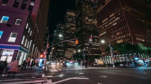 Zeitraffer Der Nacht New York — Stockvideo