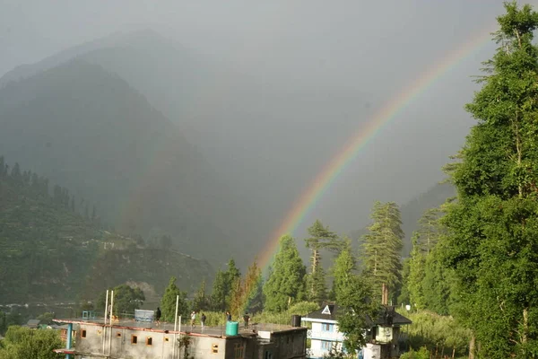 Rainbow View Bergen Zonnig Bewolkt Weer Himachal India — Stockfoto