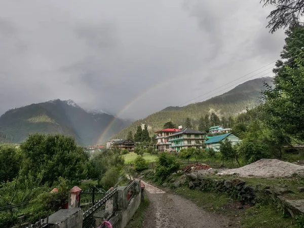 Rainbow View Mountains Tempo Ensolarado Nublado Himachal Índia — Fotografia de Stock