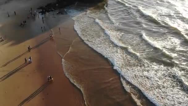 Vista aérea de las olas y la playa North Goa, India — Vídeo de stock
