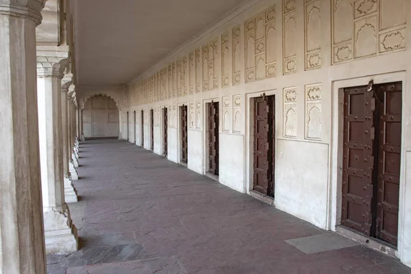 Galerie Des Visiteurs Agra Fort Composé Marbre Blanc Agra Inde — Photo