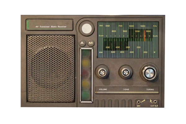 Oude Vintage Radio Muziek Witte Achtergrond Isoleren — Stockfoto
